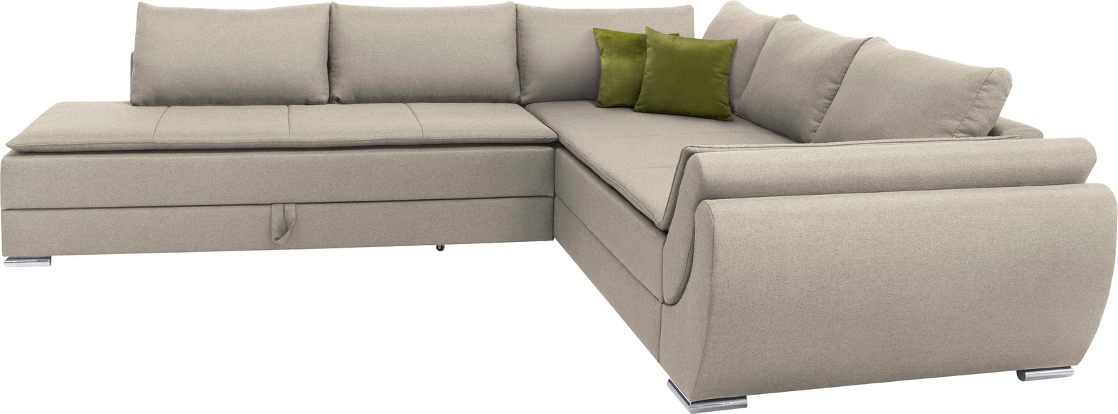 INOSIGN Ecksofa »Göteborg«, mit Boxspring-Bettfunktion und Bettkasten, Dauerschlaffunktion inkl. Topper