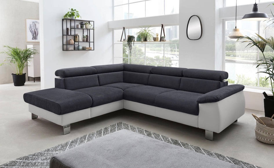 COTTA Ecksofa »Komaris«, inklusive Kopf- bzw. Rückenverstellung, wahlweise Bettfunktion, Bettkasten und RGB-LED-Beleuchtung