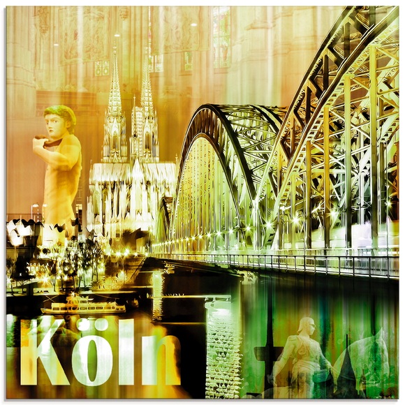Artland Glasbild »Köln Skyline Abstrakte Collage«