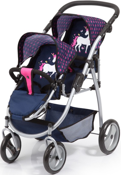 Zwillingswagen mit Einhorn, Puppenwagen