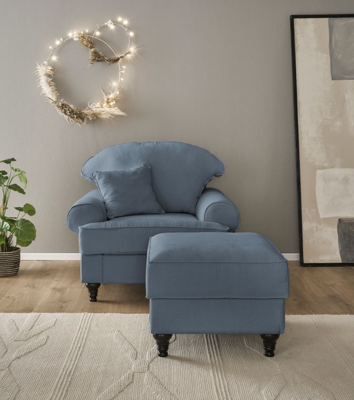 Home affaire Sessel »WESTMINSTER«, (Set, 2 St., 1Sessel, 1 Hocker), mit Federkern-Polsterung