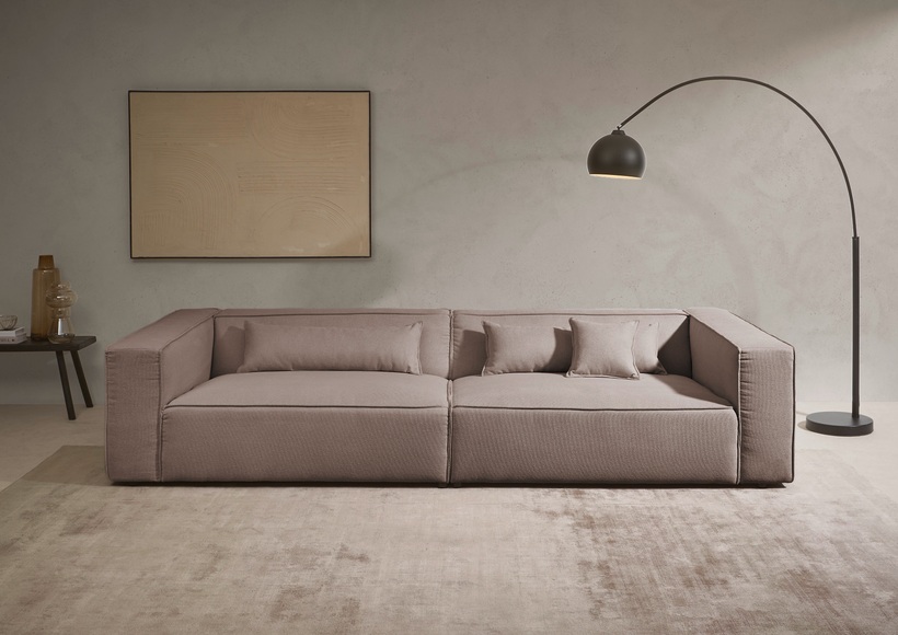 LeGer Home by Lena Gercke 3-Sitzer »PIARA, XXL Sofa mit Kedernaht, Big-Sofa in Cord oder Leinenoptik«, schwarze Füsse, bequemer Sitzkomfort, extra tiefe Sitzfläche