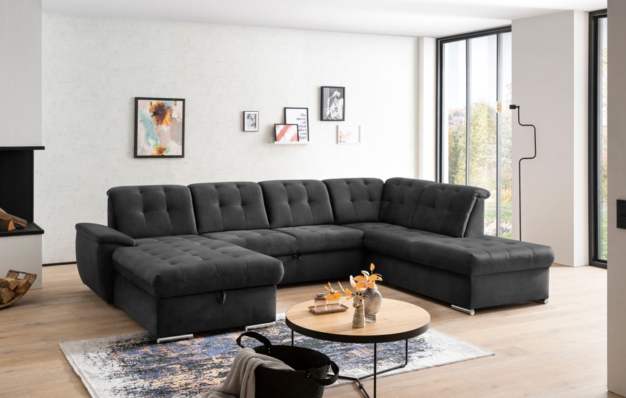 exxpo - sofa fashion Wohnlandschaft, (4 St.), 6x Kopfteilverstellung, Wahlweise mit Bettfunktion und Bettkasten