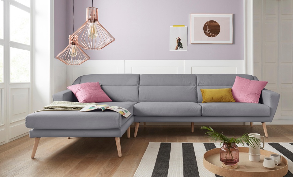 andas Ecksofa »Bille«, mit Naht im Rückenkissen und Beinen aus Eichenholz, Design by Morten Georgsen