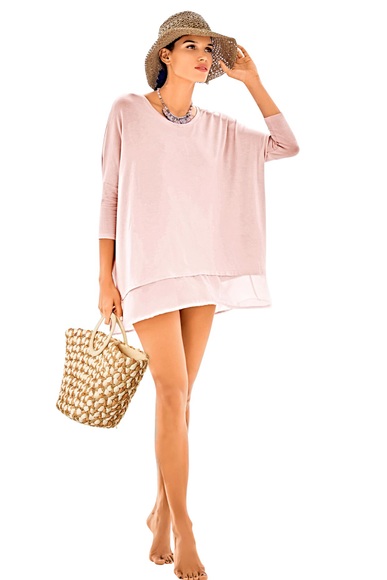 Oversized Shirt mit Chiffon-Saum