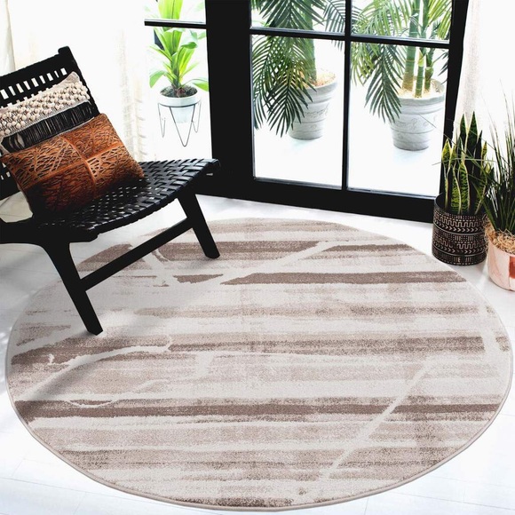Carpet City Teppich »Moda«, rund, 11 mm Höhe, Kurzflor, Modern, Streifen-Muster, Wohnzimmer