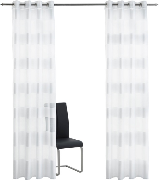 decolife Gardine »Alia«, (1 St.), weisse transparent-dichte Blocksteifen