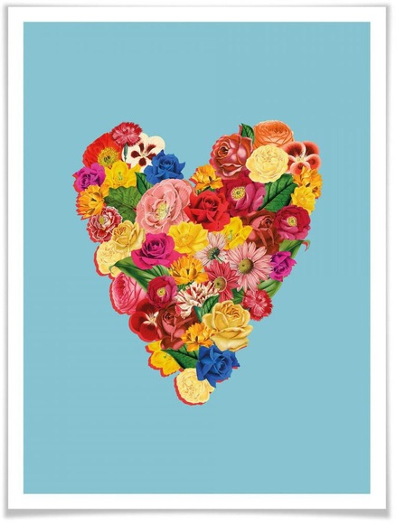 Wall-Art Poster »Blumen Herz«, Herz, (1 St.)