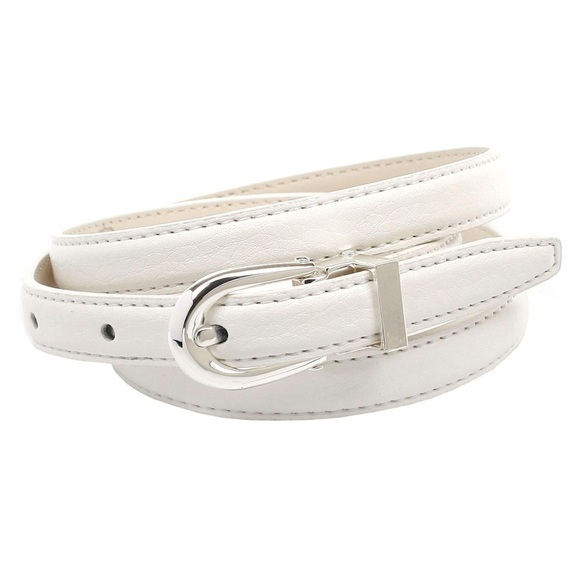 Anthoni Crown 1, 4 cm schmaler Ledergürtel in Weiss