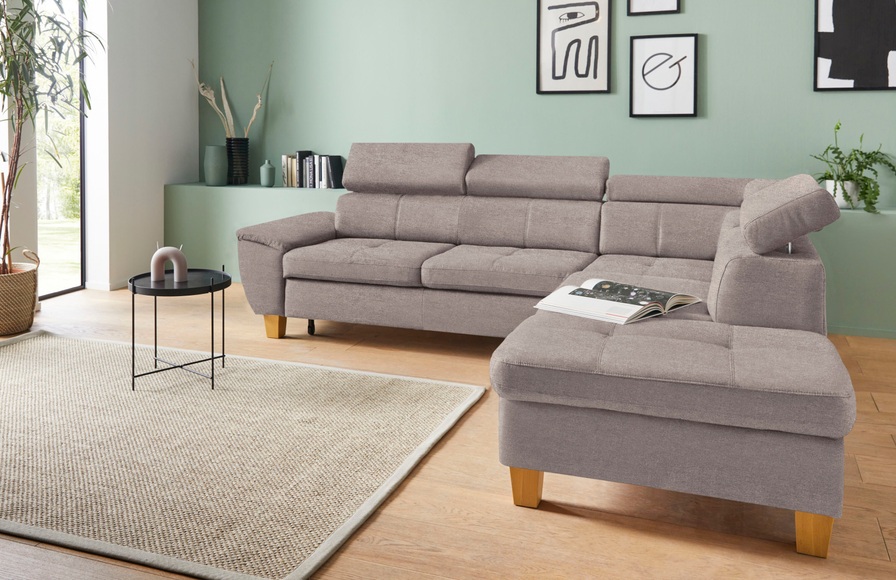 exxpo - sofa fashion Ecksofa, inklusive Kopfteilverstellung, wahlweise mit Bettfunktion und Bettkasten