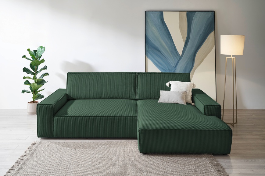 Home affaire Ecksofa »NEU: SHERWOOD XXL 284, Big-Sofa L-Form, tiefe Sitzfläche 95 cm, Cord«, Recamiere rechts/links, als Schlafsofa stellbar, Cord u. Leinenoptik
