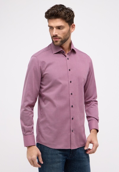 ETERNA LANGARM HEMD MODERN FIT PANAMA ROT STRUKTURIERT