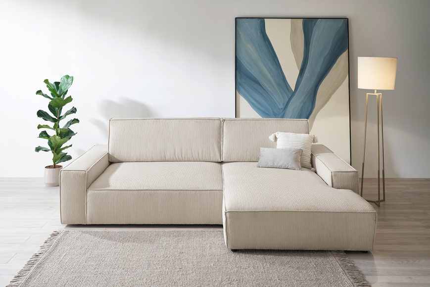 Home affaire Ecksofa »NEU: SHERWOOD XXL 284, Big-Sofa L-Form, tiefe Sitzfläche 95 cm, Cord«, Recamiere rechts/links, als Schlafsofa stellbar, Cord u. Leinenoptik