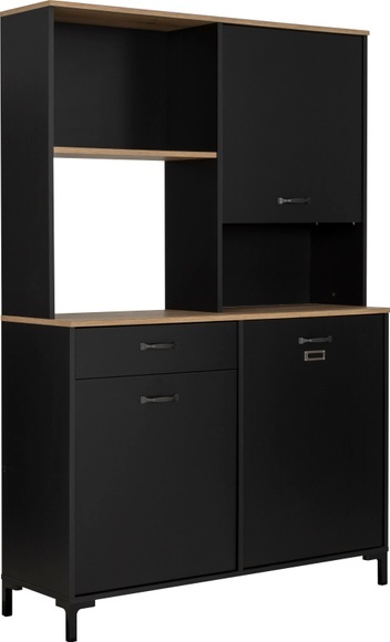 Mikrowellen-Möbel «City», B 119 x H 180 x T 41 cm, schwarz/holz