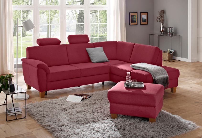 Home affaire Ecksofa »Alta«, mit Federkern und Kontrastnaht, Füsse Buche eichefarben