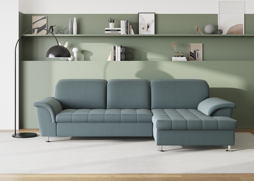 DOMO collection Ecksofa »Franzi«, wahlweise mit Bettfunktion, Bettkasten und Kopfteilverstellung, frei im Raum stellbar