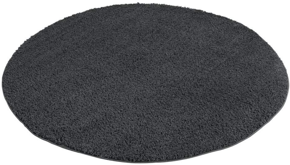 Carpet City Hochflor-Teppich »Plainy«, rund, 30 mm Höhe, Polyester, Langflor Uni Taupe, Wohnzimmer