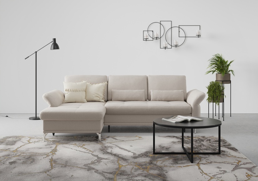 INOSIGN Ecksofa »Palm Beach«, Federkern, mit Sitztiefenverstellung, wahlweise mit Bettfunktion, Bettkasten und Armteilverstellung