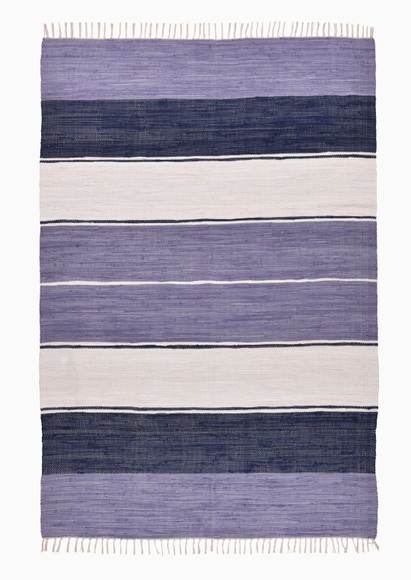 THEKO Teppich »Stripe Cotton«, rechteckig, 5 mm Höhe, Flachgewebe, reine Baumwolle, handgewebt, mit Fransen, Wohnzimmer