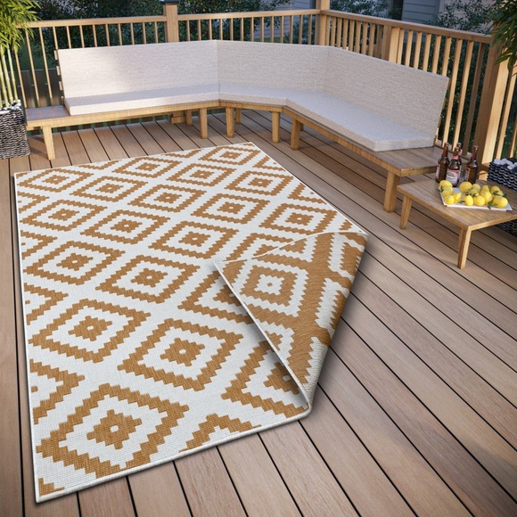 NORTHRUGS Teppich »Malta Wendeteppich«, rechteckig, In- und Outdoor, Rauten Design, Robust, Pflegeleicht, Flachgewebe