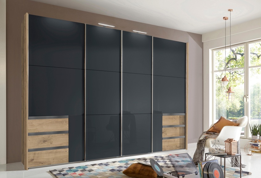 Fresh To Go Schwebetürenschrank »Level«, mit Glastüren und Synchronöffnung
