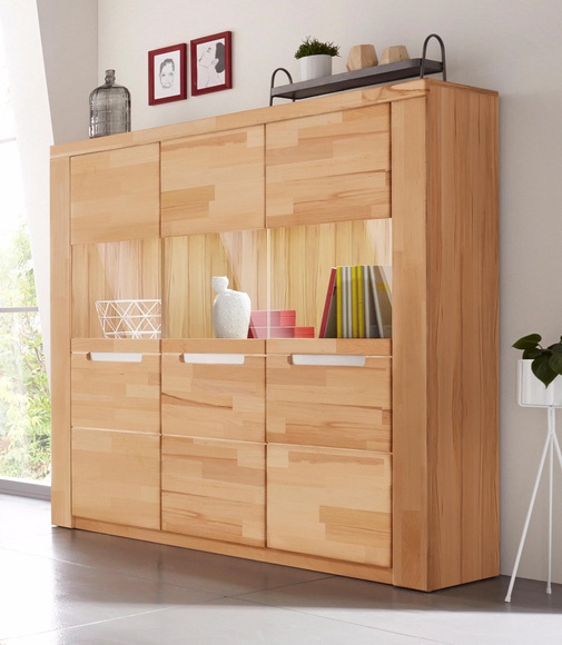 Woltra Highboard »Kolding«, Breite 140 cm mit 3 Glastüren