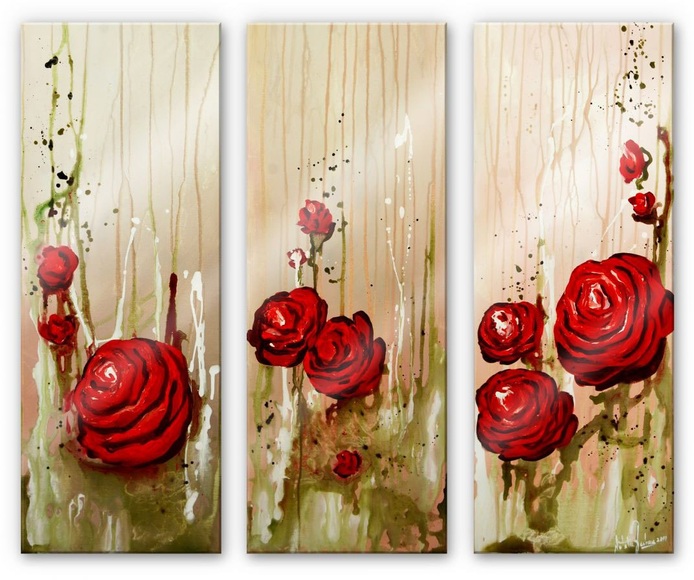 Wall-Art Mehrteilige Bilder »Schlafzimmer Rosen (3-teilig)« (Set)