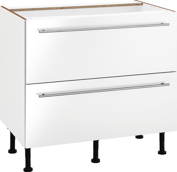 OPTIFIT Unterschrank »Bern«, 90 cm breit, mit 2 grossen Auszügen für viel Stauraum, mit höhenverstellbaren Füssen, mit Metallgriffen