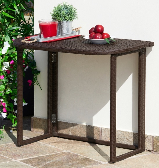 MERXX Gartentisch »Rattan«, Polyrattan, klappbar, 90x50 cm, braun