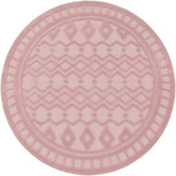 Paco Home Teppich »Livorno 671«, rund, Uni-Farben, Scandi, Rauten Muster, Hoch-Tief Effekt, Outdoor geeignet