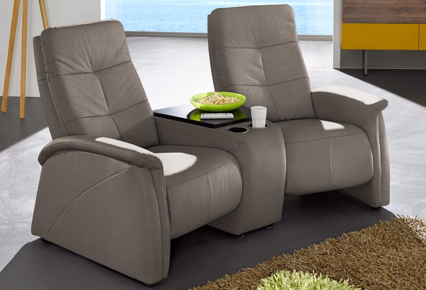 exxpo - sofa fashion 2-Sitzer, mit Relaxfunktion, integrierter Tischablage und Stauraumfach