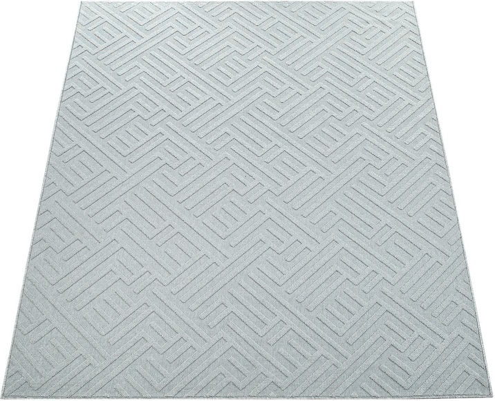 Paco Home Teppich »Namur 326«, rechteckig, 6 mm Höhe, Kurzflor, Uni-Farben, geometrisches Muster mit 3D-Effekt, In- und Outdoor geeignet, Wohnzimmer