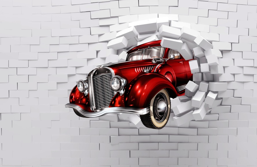 Papermoon Fototapete »3D ABSTRAKT DESIGN-VINTAGE OLDTIMER WANDDEKO XXL«, Vliestapete, hochwertiger Digitaldruck, inklusive Kleister
