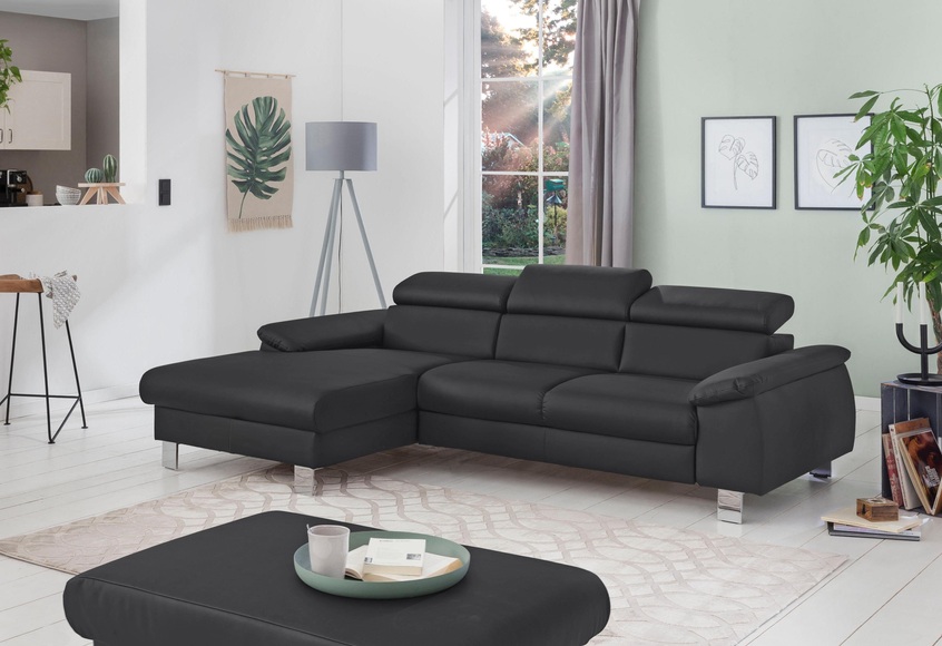 COTTA Ecksofa »Komaris«, mit Kopf- bzw. Rückenverstellung, wahlweise mit Bettfunktion, Bettkasten und RGB-LED-Beleuchtung