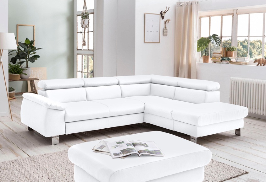 COTTA Ecksofa »Komaris«, inklusive Kopf- bzw. Rückenverstellung, wahlweise Bettfunktion, Bettkasten und RGB-LED-Beleuchtung