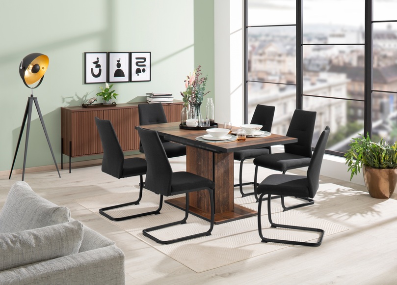 HELA Essgruppe »Ariana«, (Set, 7 tlg., 1 Tisch / 6 Stühle), ausziehbar 120 -160 cm, Bezug Struktur waterfree oder Webstoff