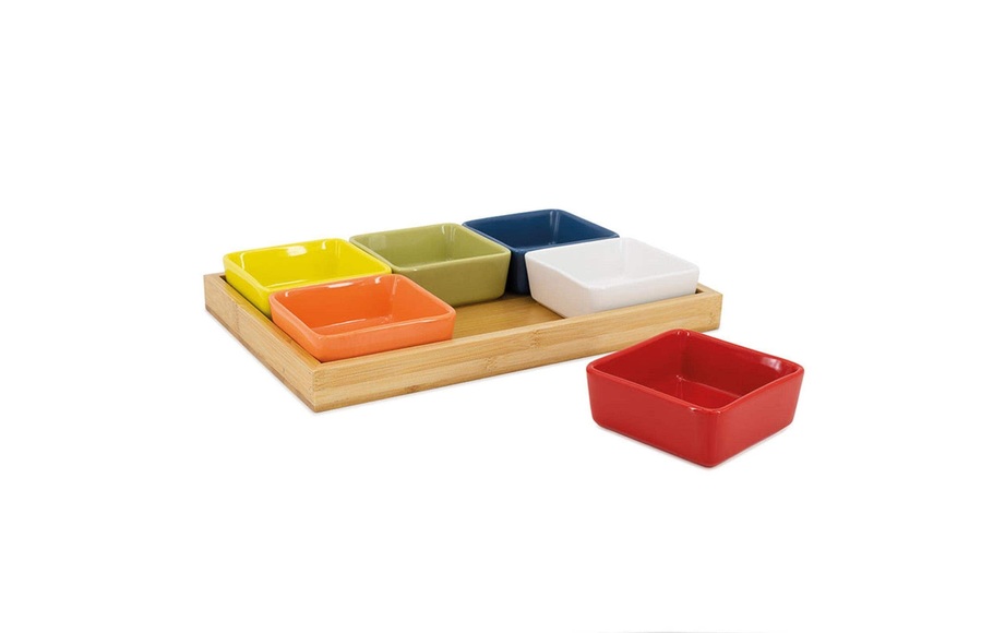 Schalenset mit Holztablett