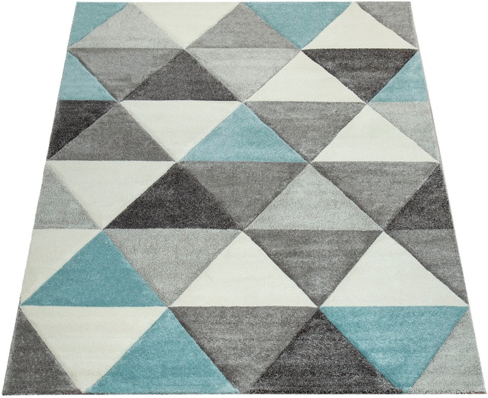 Paco Home Teppich »Lara 276«, rechteckig, 18 mm Höhe, Kurzflor, modernes geometrisches Design, Pastell-Farben, handgefertigter Konturenschnitt, ideal im Wohnzimmer & Schlafzimmer