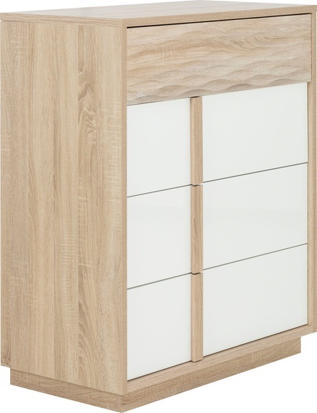 Kommode 4 Schubladen CURTYS Sonoma, Weiss Spanplatte