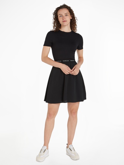 Calvin Klein Jeans Blusenkleid »LOGO ELASTIC SHORT SLEEVE DRESS«, mit Logoschriftzug