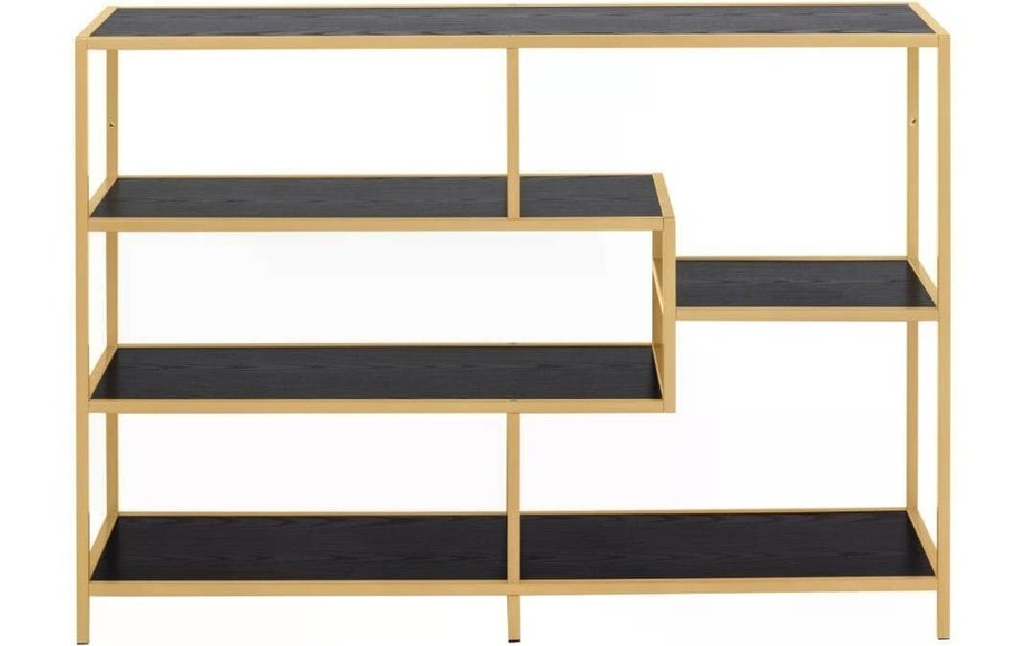 Bücherregal Multiple Bronx 3 Böden Melamin Esche Schwarz Goldfarben 114x35x78cm