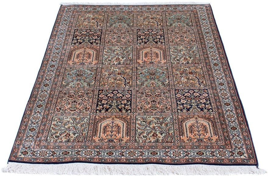 morgenland Seidenteppich »Seidenteppich - Kaschmir Seide - 152 x 94 cm - mehrfarbig«, rechteckig, 4 mm Höhe, Wohnzimmer, Handgeknüpft, Einzelstück mit Zertifikat