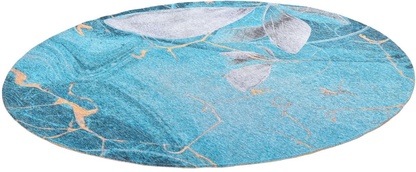 Gino Falcone Teppich »Cosima-110«, rund, 3 mm Höhe, flachgeweber Jaquard-Teppich, mit Chenillegarn, modernes Design, Wohnzimmer