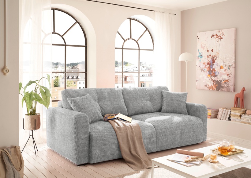 ED EXCITING DESIGN Schlafsofa »Bullet«, frei im Raum stellbar, mit Bettkasten, mit Schlaffunktion, 4 Kissen