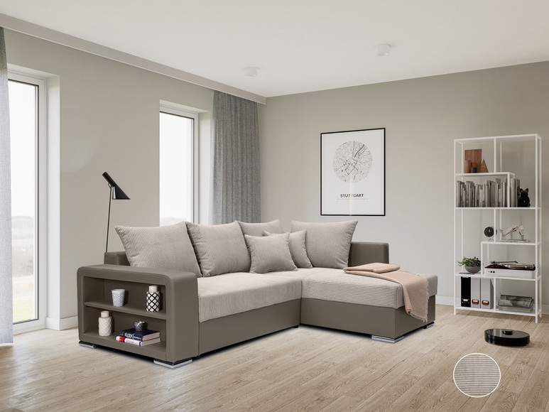 COLLECTION AB Ecksofa »John L-Form«, Regalarmlehne,Bettfunktion,Bettkasten,Ottomane beiseitig montierbar
