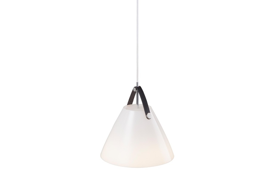 LED-Pendelleuchte Strap 27 mit Glasschirm, weiß
