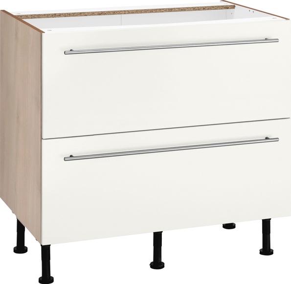OPTIFIT Unterschrank »Bern«, 90 cm breit, mit 2 grossen Auszügen für viel Stauraum, mit höhenverstellbaren Füssen, mit Metallgriffen