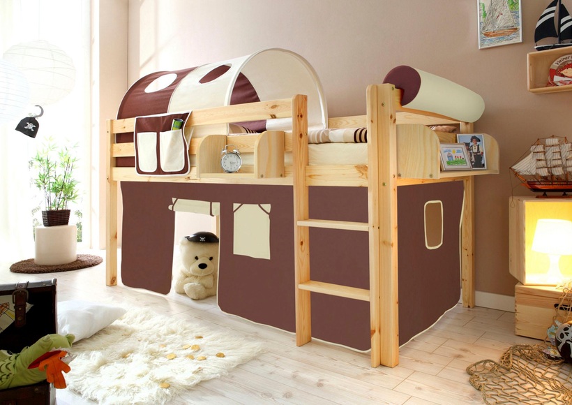 Ticaa Hochbett »Malte« mit Rolllattenrost und Textil-Set