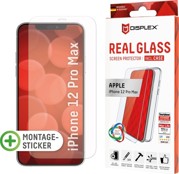 Displex Displayschutzfolie »DISPLEX Real Glass Panzerglas für Apple iPhone 12 Pro Max (6,7