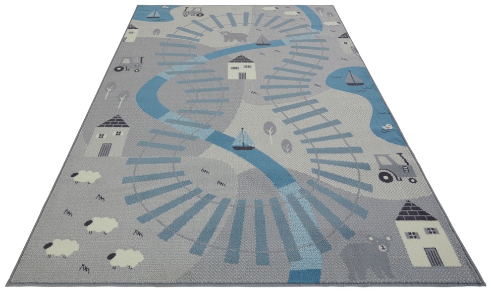 HANSE Home Teppich »Railtrack«, rechteckig, 0,9 mm Höhe, Weicher Flor, Schaldämmende Spielunterlage, Kinderzimmer, Strassen Design, Kurzflor, Robust, pflegeleicht
